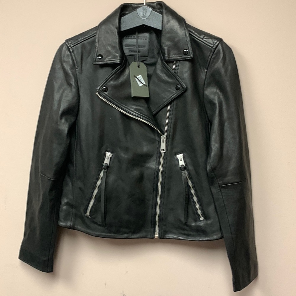 All Saints Dalby Leather Jacket Size US 10.